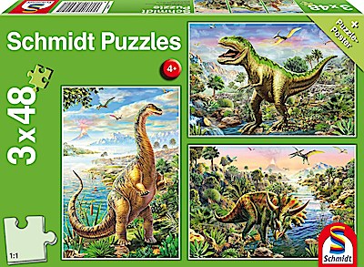 Abenteuer mit den Dinosauriern. 3 x 48 Teile Puzzle