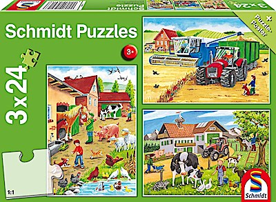 Auf dem Bauernhof. 3 x 24 Teile Puzzle