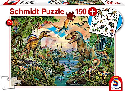 Puzzle - Wilde Dinos (150 Teile mit Dino-Tattoos)