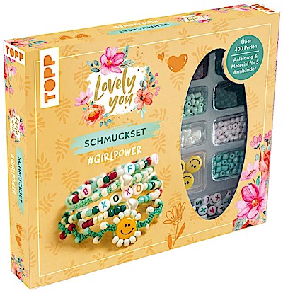 Lovely You Schmuckset #GirlPower. Anleitung und Material für 5 Armbänder. Über 400 Perlen