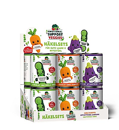 Emotional Support Veggie Häkelsets Display, 3x 4 Ex.