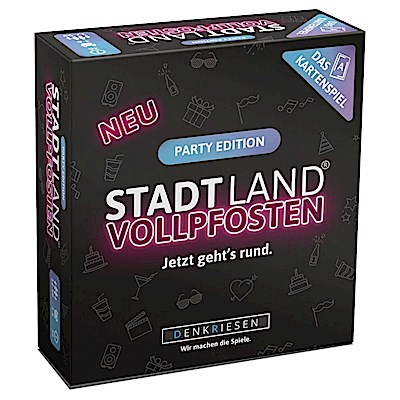 DENKRIESEN - STADT LAND VOLLPFOSTEN® - Das Kartenspiel - PARTY EDITION "Jetzt geht’s rund."