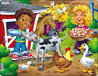 Puzzle - Bauernhofkinder mit Kalb
