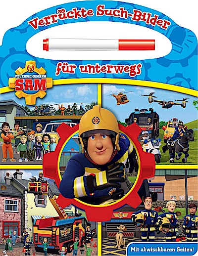 Feuerwehrmann Sam - Verrückte Such-Bilder für unterwegs - Wimmelbuch - Pappbilderbuch mit Stift und abwischbaren Seiten ab 3 Jahren