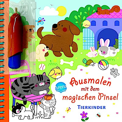 Ausmalen mit dem magischen Pinsel. Tierkinder