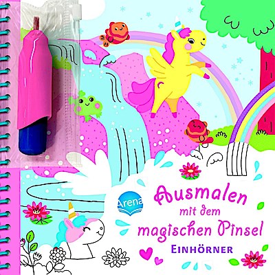 Ausmalen mit dem magischen Pinsel. Einhörner