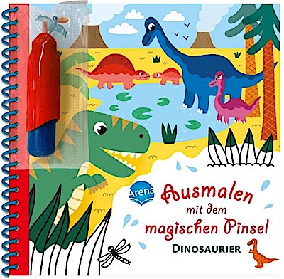 Ausmalen mit dem magischen Pinsel. Dinosaurier