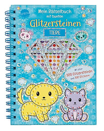 Mein Rätselbuch mit bunten Glitzersteinen. Tiere