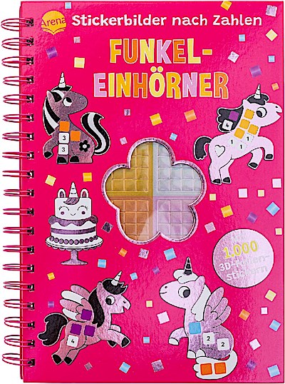 Stickerbilder nach Zahlen. Funkel-Einhörner (Mit 1.000 3D-Mosaik-Folienstickern)