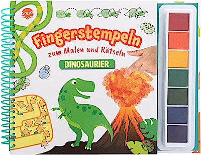 Fingerstempeln zum Malen und Rätseln. Dinosaurier
