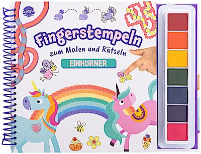Fingerstempeln zum Malen und Rätseln. Einhörner