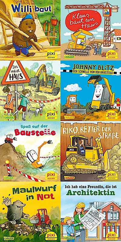 Pixi-Bundle 8er Serie 276: Pixis Fahrzeuge auf der Baustelle (8x1 Exemplar)