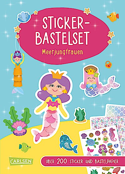 Bastelset für Kinder: Sticker-Bastelset: Meerjungfrauen