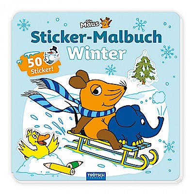 TRÖTSCH - Die Maus Stickermalbuch Winter Malbuch mit Stickern | Ab 4 Jahren