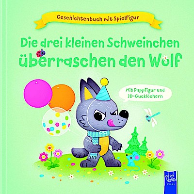 Geschichtenbuch mit Spielfigur -Die drei kleinen Schweinchen überraschen den Wolf