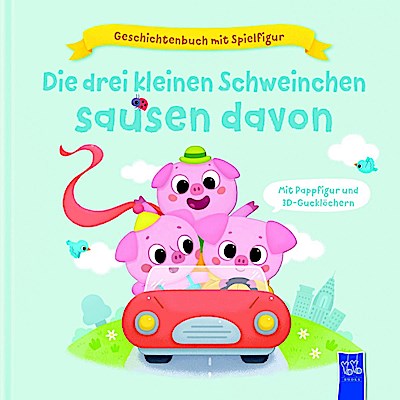 Geschichtenbuch mit Spielfigur - Die drei kleinen Schweinchen sausen davon