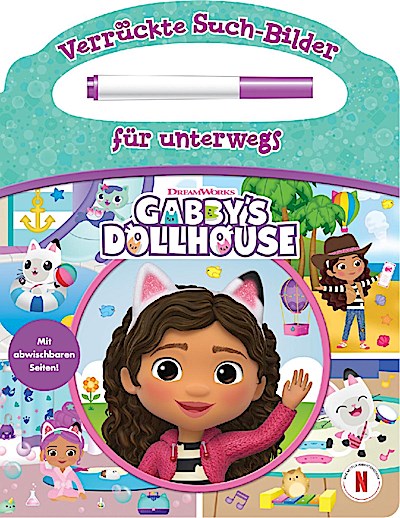 Gabby’s Dollhouse - Verrückte Such-Bilder für unterwegs - Wimmelbuch - Pappbilderbuch mit Stift und abwischbaren Seiten ab 3 Jahren