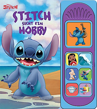 Disney Stitch - Stitch sucht ein Hobby - Soundbuch - Pappbilderbuch mit 7 Geräuschen